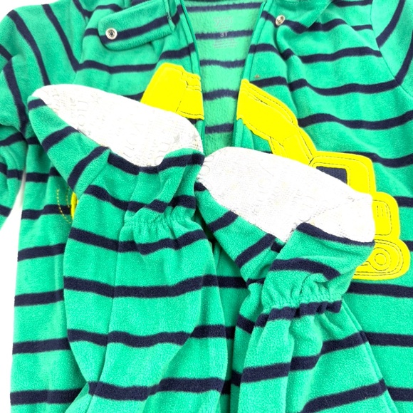 Just One You by Carter’s Boys 3T Green Striped Footed Sleeper with Excavator App - Picture 7 of 7
